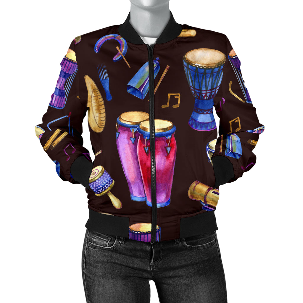Percussion Neon Pattern Print Design 04 Women's Bomber Jacket