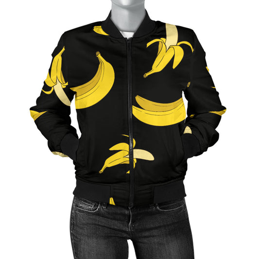 Banana Pattern Print Design BA05 Women Bomber Jacket