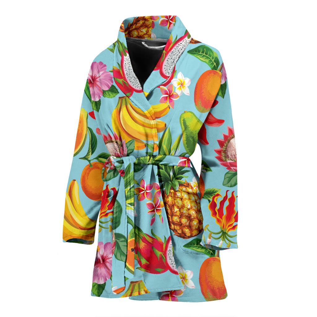 Tropical Fruits Pattern Print Design TF01 Women Bathrobe