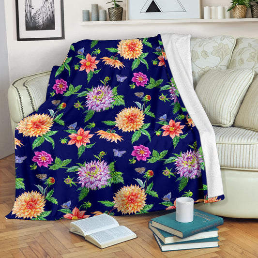 Dahlia Pattern Print Design DH010 Fleece Blanket