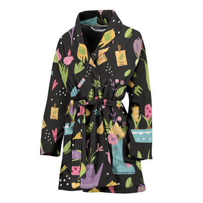 Gardening Pattern Print Design G03 Women Bathrobe