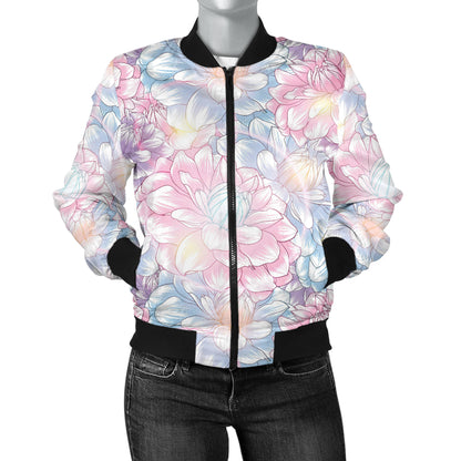 Dahlia Pattern Print Design 01 Women's Bomber Jacket