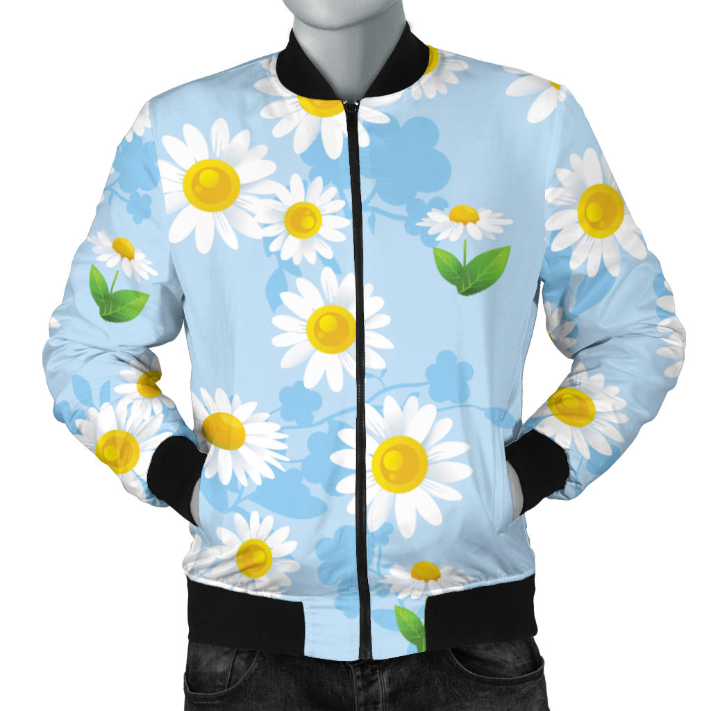 Daisy Pattern Print Design DS010 Men Bomber Jacket