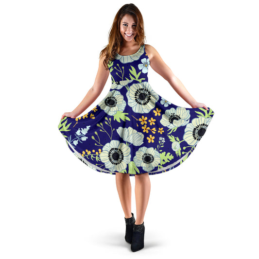 Anemone Pattern Print Design AM06 Midi Dress