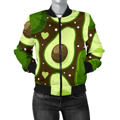 Avocado Pattern Print Design AC04 Women Bomber Jacket