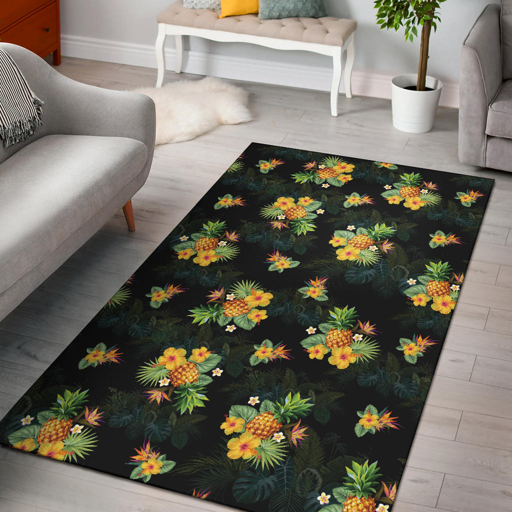 Pineapple Tropical Flower Print Pattern Area Rugs