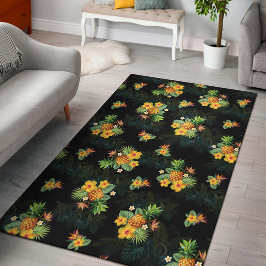 Pineapple Tropical Flower Print Pattern Area Rugs