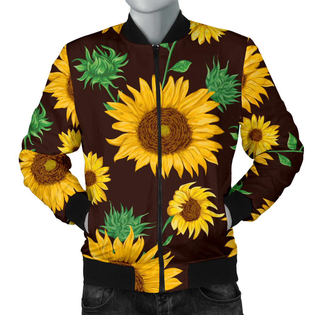 Sunflower Pattern Print Design SF01 Men Bomber Jacket