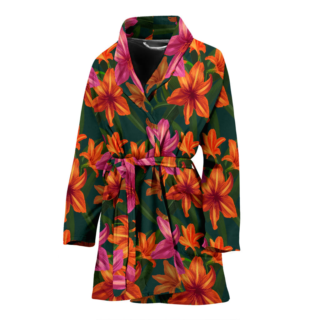 Amaryllis Pattern Print Design AL01 Women Bathrobe