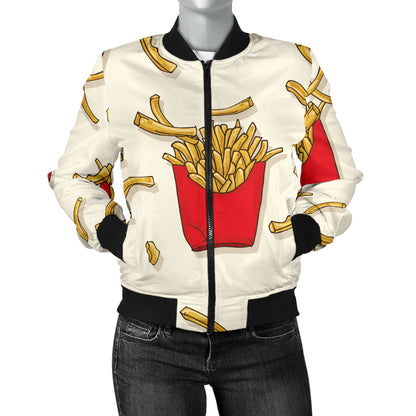 French Fried Pattern Print Design 01 Women's Bomber Jacket