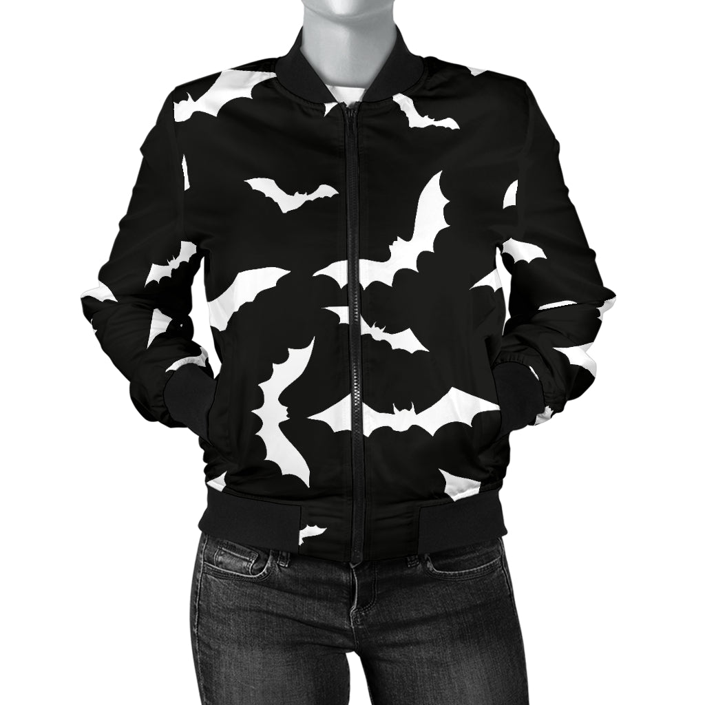 Bat Pattern Print Design 05 Women's Bomber Jacket