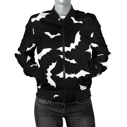 Bat Pattern Print Design 05 Women's Bomber Jacket