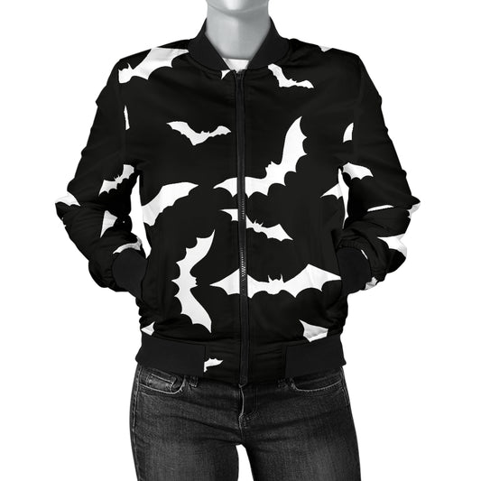 Bat Pattern Print Design 05 Women's Bomber Jacket