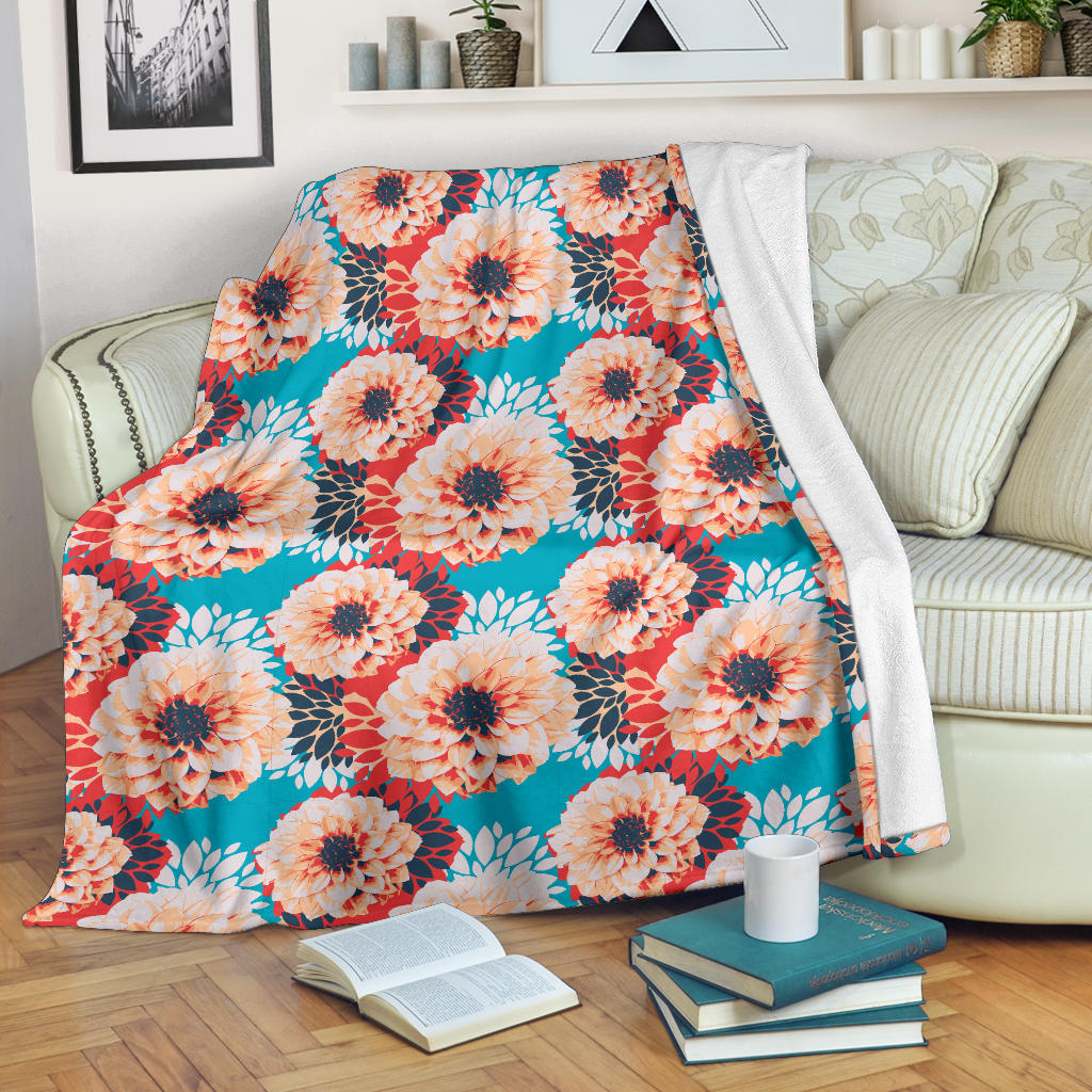 Dahlia Pattern Print Design DH05 Fleece Blanket