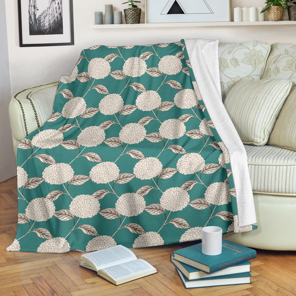 Hydrangea Pattern Print Design HD03 Fleece Blanket