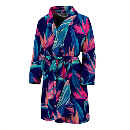 Tropical Flower Pattern Print Design TF024 Men Bathrobe