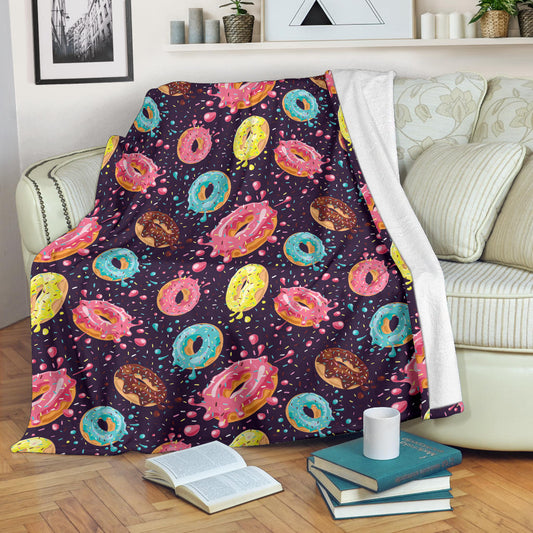 Donut Pattern Print Design DN03 Fleece Blanket