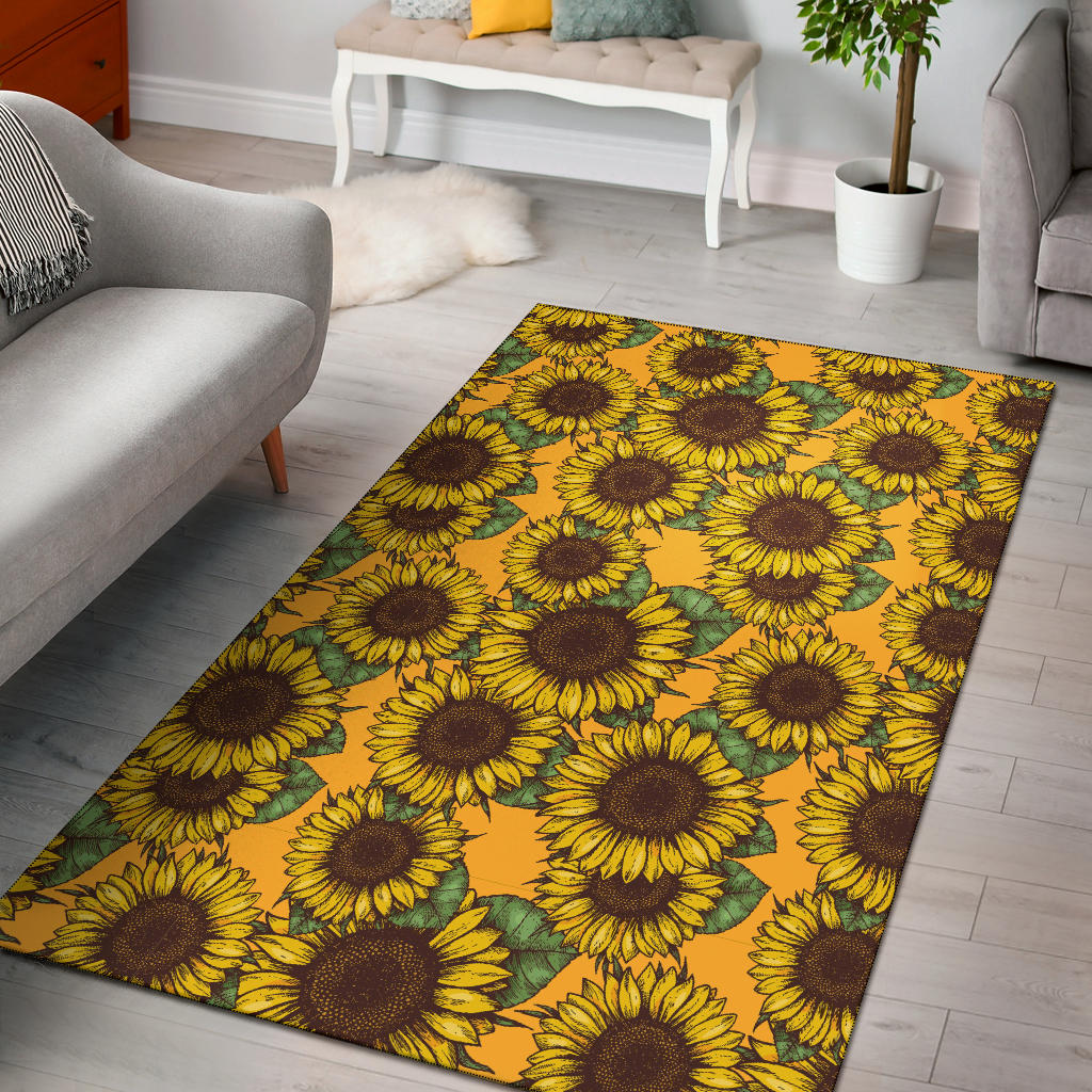 Sunflower Pattern Print Design SF04 Area Rugs