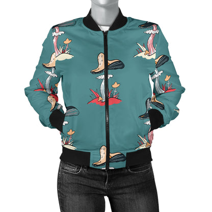 Mushroom Pattern Print Design A04 Women's Bomber Jacket