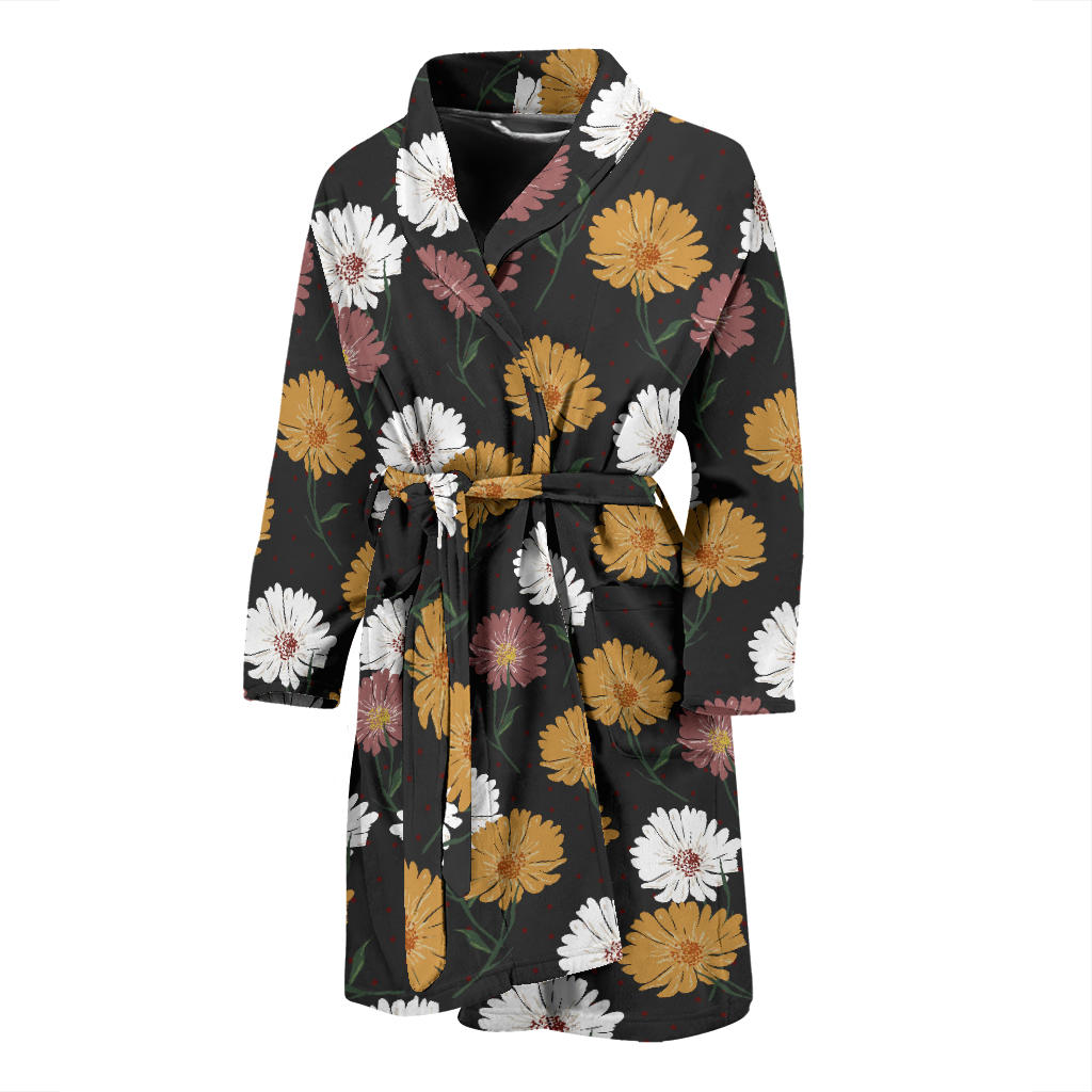 Daisy Pattern Print Design DS04 Men Bathrobe