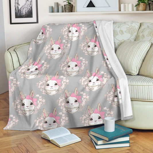 Rabbit Pattern Print Design RB07 Fleece Blanket
