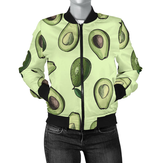Avocado Pattern Print Design 02 Women's Bomber Jacket