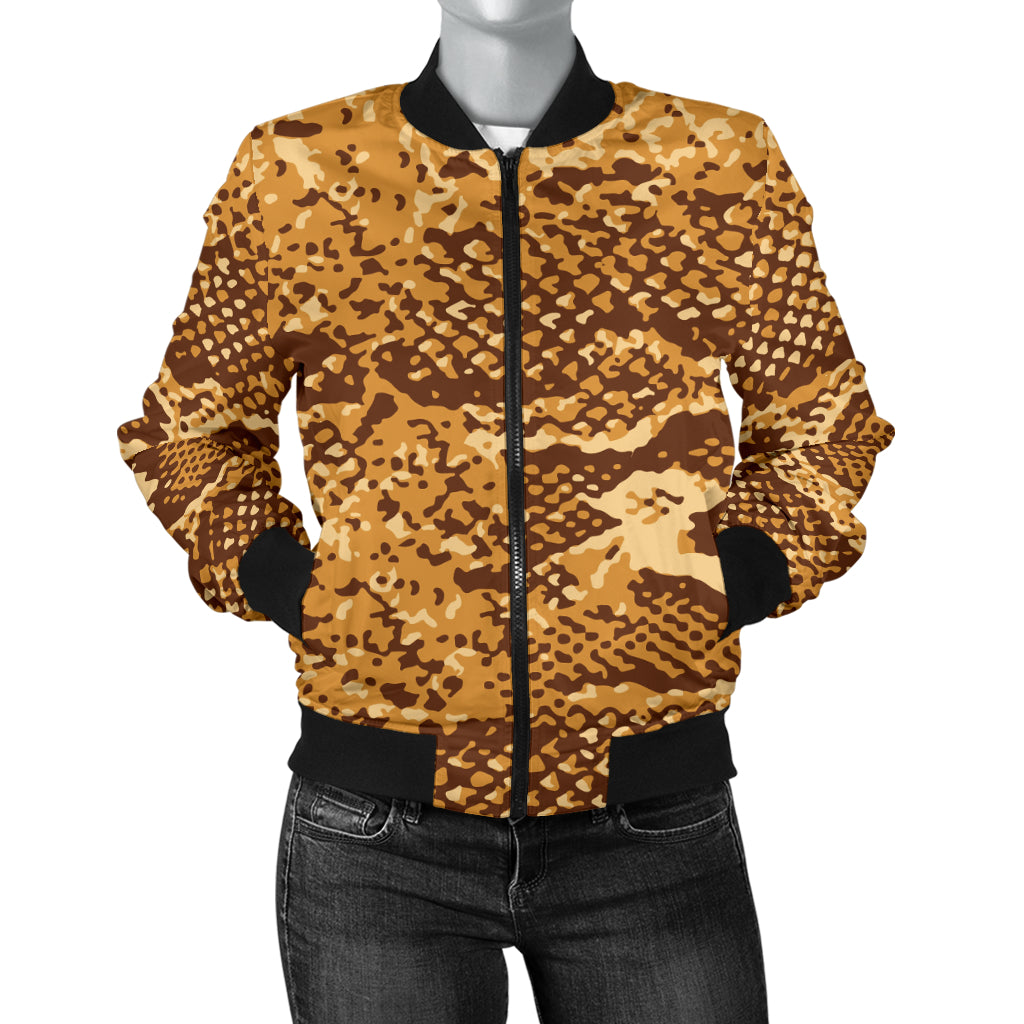 Python Brown Pattern Print Design A03 Women's Bomber Jacket