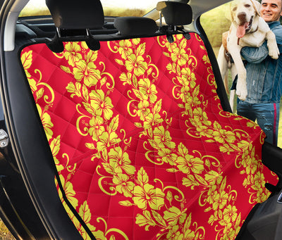 Orange Hibiscus Pattern Print Design HB018 Rear Dog  Seat Cover