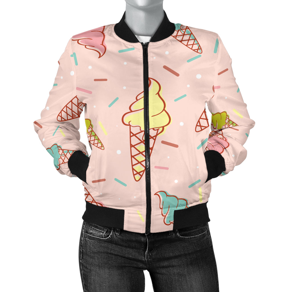 Ice Cream Pattern Print Design 02 Women's Bomber Jacket
