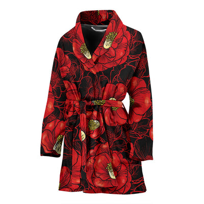 Camellia Pattern Print Design CM06 Women Bathrobe