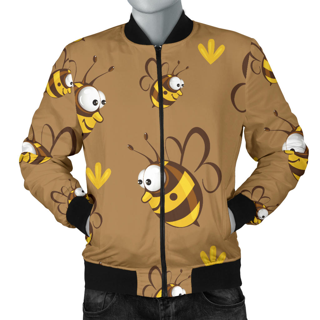 Bee Pattern Print Design BEE09 Men Bomber Jacket