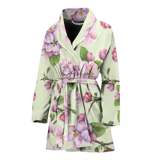 Apple Blossom Pattern Print Design AB05 Women Bathrobe