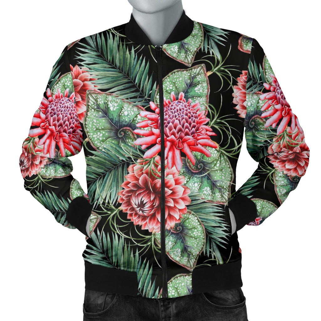 Dahlia Pattern Print Design DH06 Men Bomber Jacket