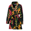 Heliconia Pattern Print Design HL01 Women Bathrobe