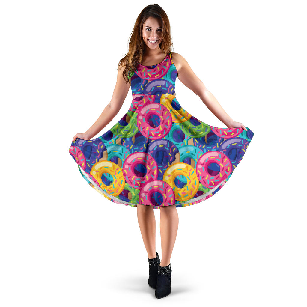 Donut Pattern Print Design DN010 Midi Dress