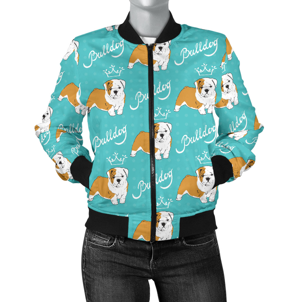 Bulldogs Pattern Print Design 05 Women's Bomber Jacket