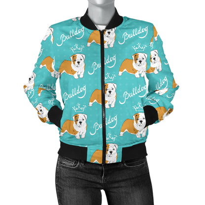 Bulldogs Pattern Print Design 05 Women's Bomber Jacket