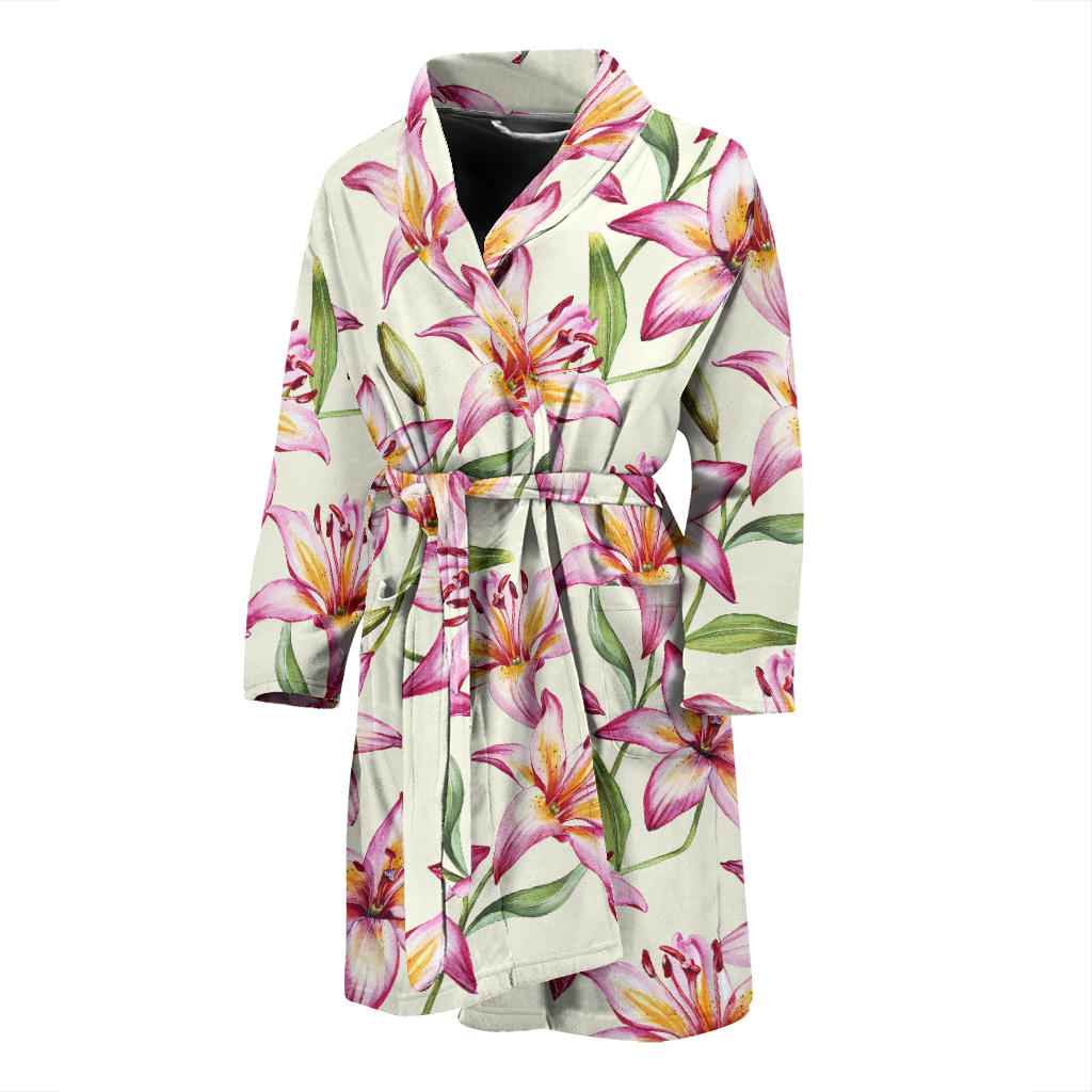 Lily Pattern Print Design LY011 Men Bathrobe
