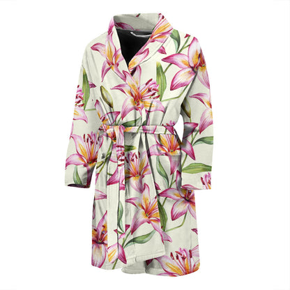 Lily Pattern Print Design LY011 Men Bathrobe