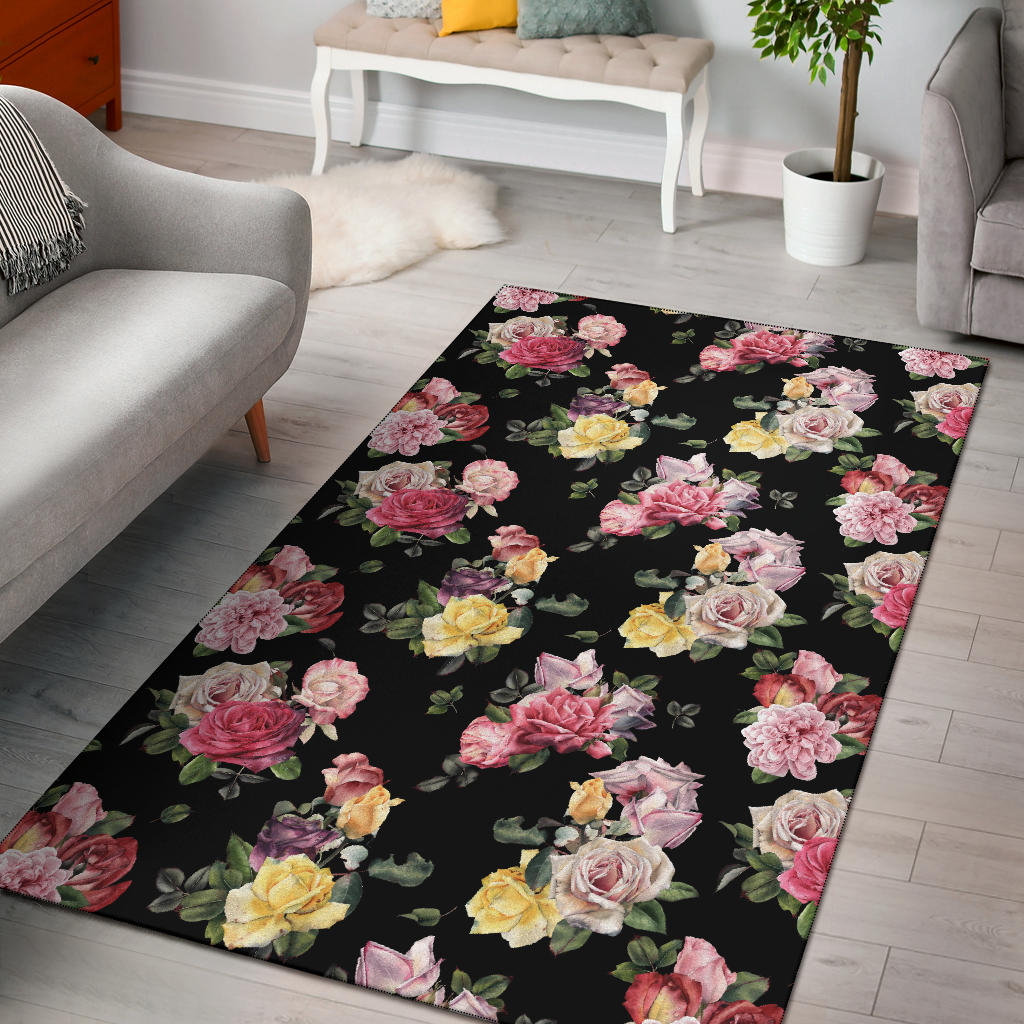 Rose Pattern Print Design RO010 Area Rugs