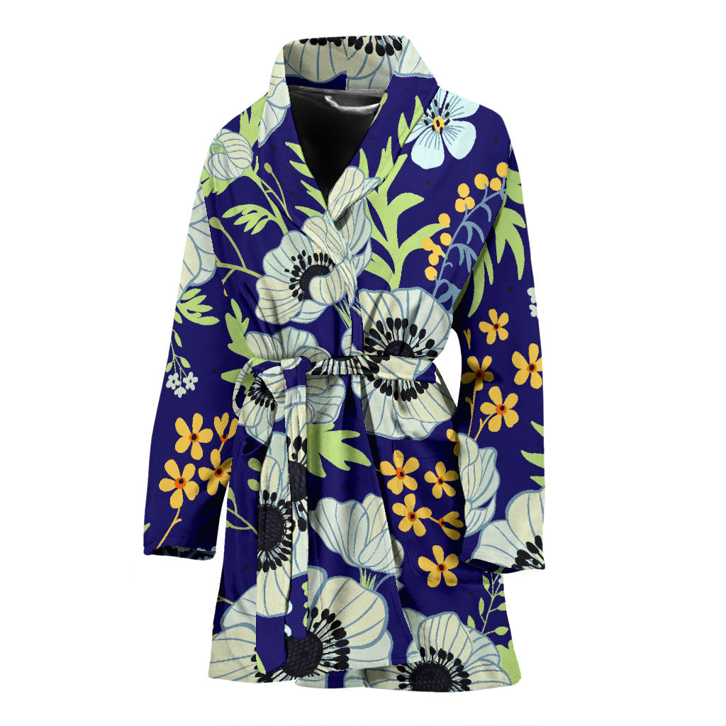 Anemone Pattern Print Design AM06 Women Bathrobe