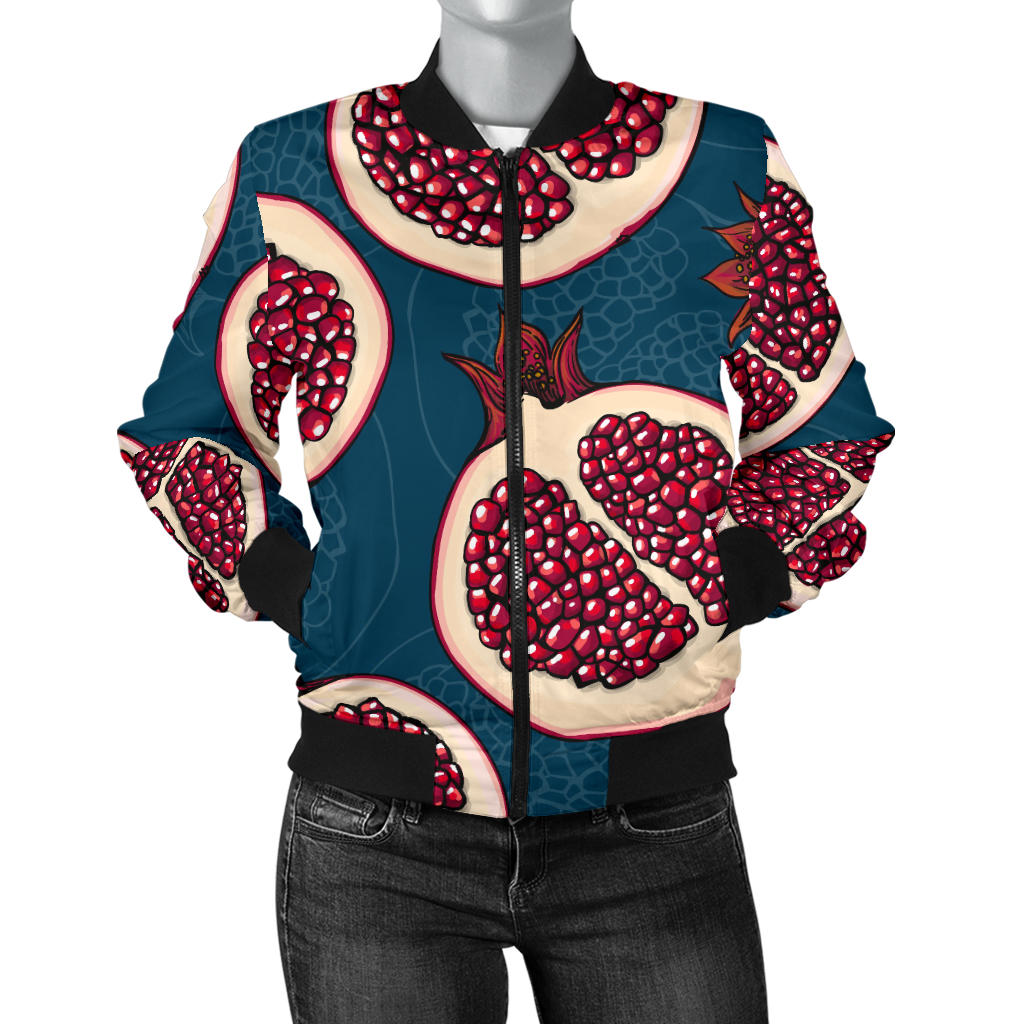 Pomegranate Pattern Print Design PG02 Women Bomber Jacket