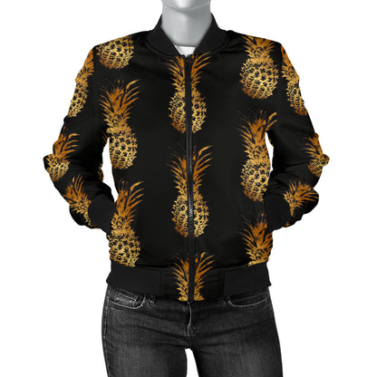 Pineapple Pattern Print Design A02 Women's Bomber Jacket
