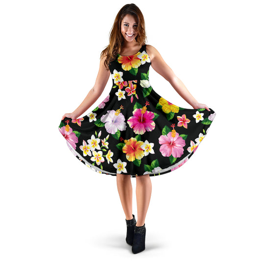Hibiscus Pattern Print Design HB025 Midi Dress