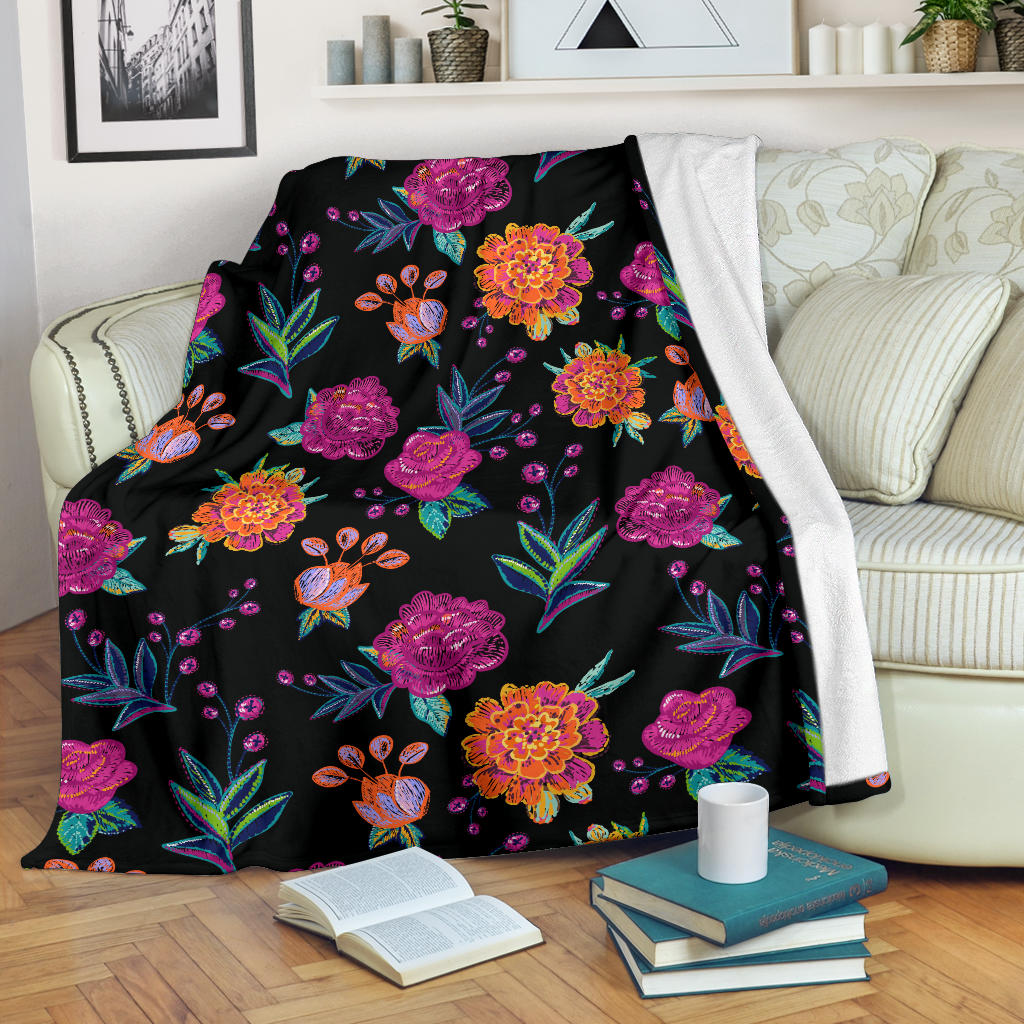 Marigold Pattern Print Design MR02 Fleece Blanket