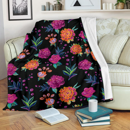 Marigold Pattern Print Design MR02 Fleece Blanket