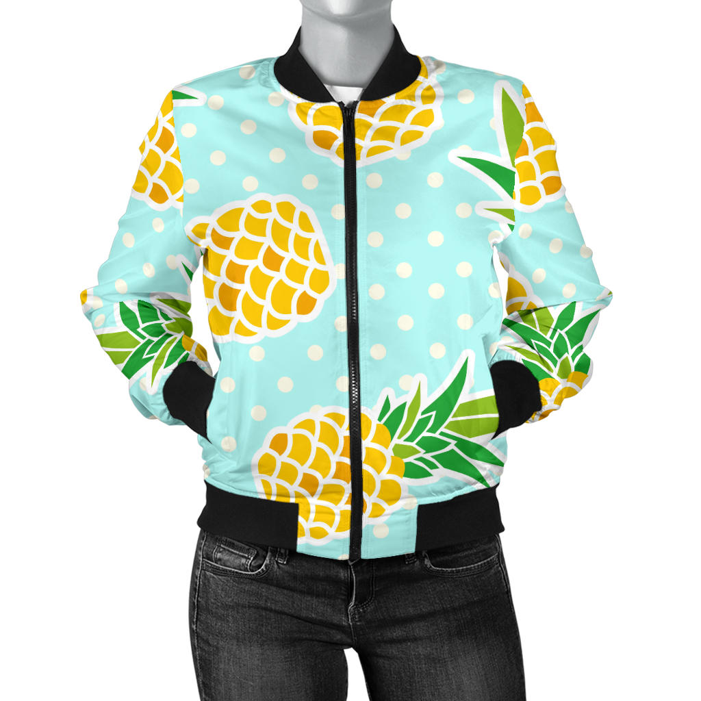 Pineapple Pattern Print Design PP01 Women Bomber Jacket