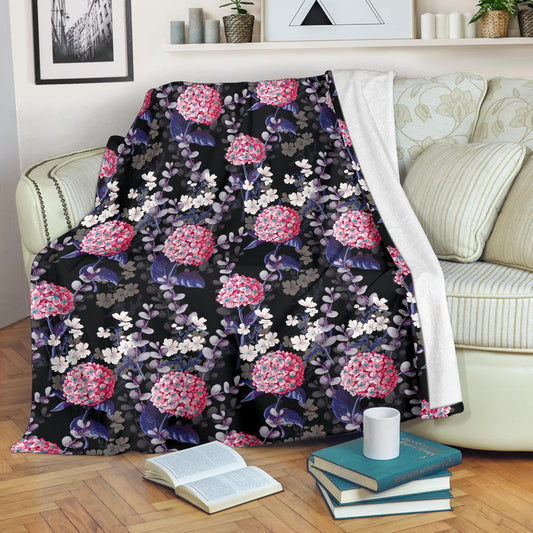 Hydrangea Pattern Print Design HD04 Fleece Blanket