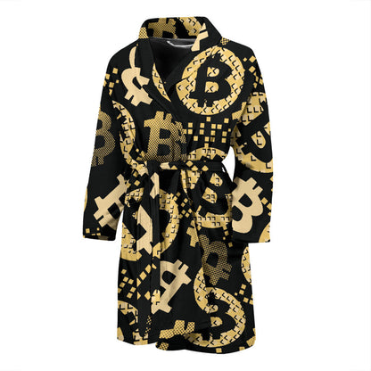 Bitcoin Pattern Print Design DO06 Men Bathrobe