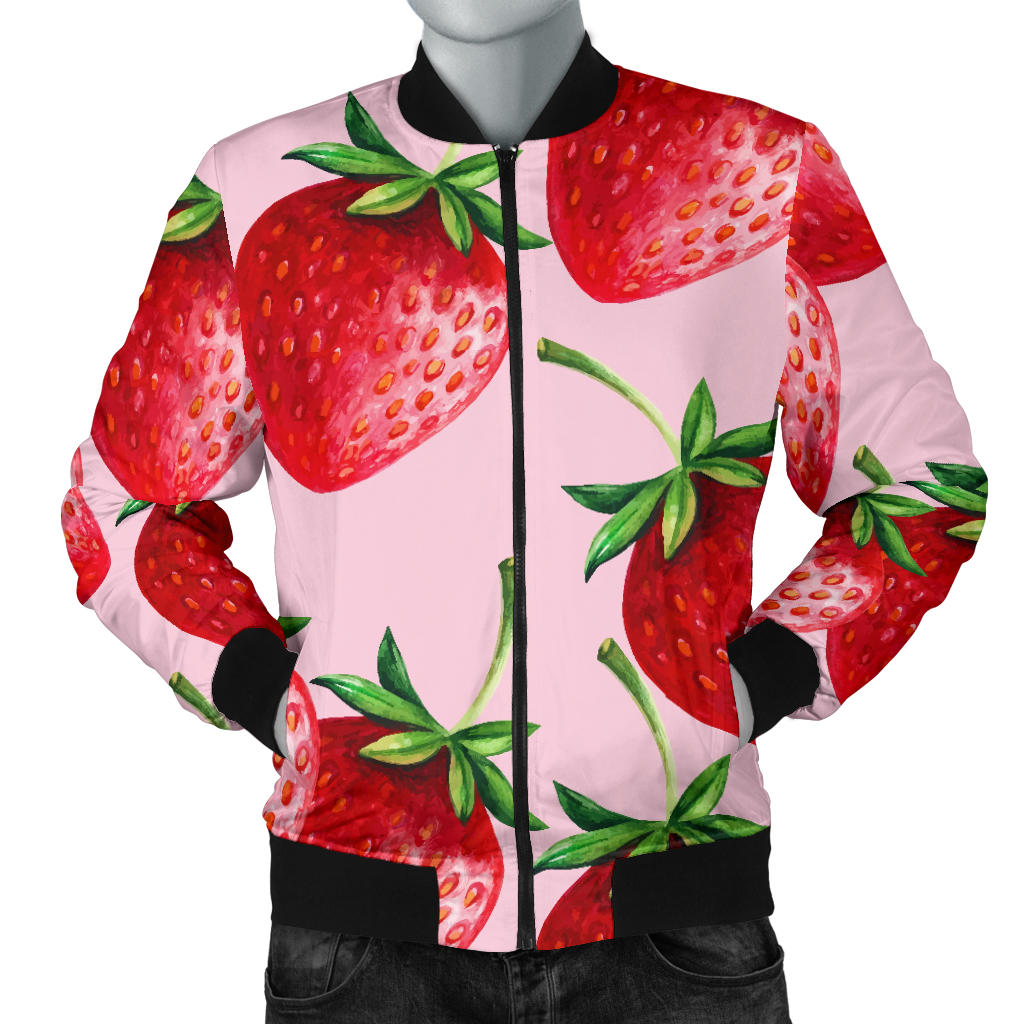 Strawberry Pattern Print Design SB03 Men Bomber Jacket